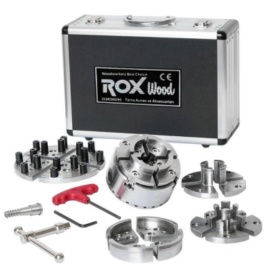 Rox Wood 0293 4 Çeneli Ahşap Torna Aynası ve Aksesuarları 6 Parça - 1