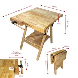 Rox Wood 0338 Mengeneli Katlanır Ahşap Marangoz Çalışma Tezgahı - 2
