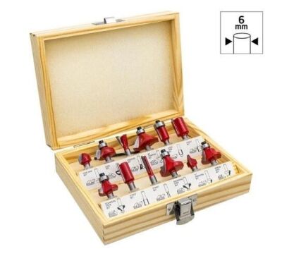 ROX WOOD 12 Parça Ahşap Freze Seti 6mm sap - 1