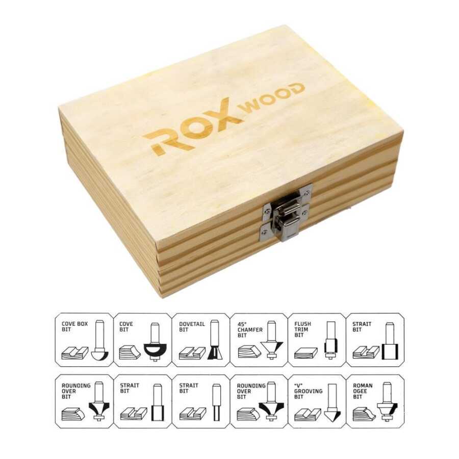 ROX WOOD 12 Parça Ahşap Freze Seti 8mm sap - Starwood Yapı Market
