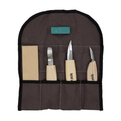 Rox Wood Ahşap Kaşık Kuksa Oyma Bıçağı Seti 5 Parça Bez Çantalı - 1