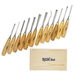 ROX Wood 9092 Ahşap Oyma Iskarpela Seti 12 Parça Ahşap Kutulu - 1