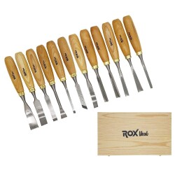 ROX Wood 9097 Ahşap Oyma Iskarpela Seti 12 Parça Ahşap Kutulu - ROXWOOD