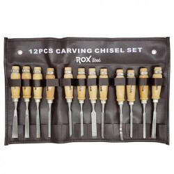 Rox Wood Ahşap Oyma Iskarpela Seti 12 Parça Metal Yüzüklü Saplı - ROX WOOD