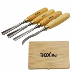 ROX Wood Ahşap Oyma Iskarpela Seti 4 Parça Ahşap Kutulu - ROX WOOD