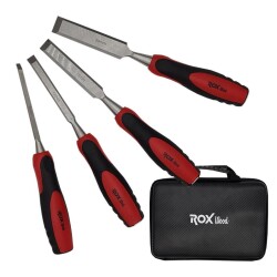 Rox Wood Düz Iskarpela Seti 4 Parça Neopren Çantalı - ROXWOOD