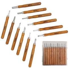 Rox Wood Mini Ahşap Oyma Bıçak Seti 12 Parça Pvc Çantalı - ROXWOOD