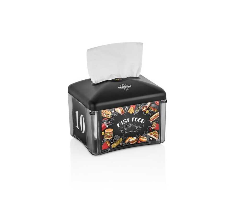 Rulopak Reklamlı Tekçek Mini Peçete Dispenseri Siyah