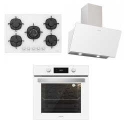 Silverline Beyaz Ankastre Set (BO6504W01 Fırın + CS5365W01 Ocak + Soho Beyaz 80cm Davlumbaz) - Silverline