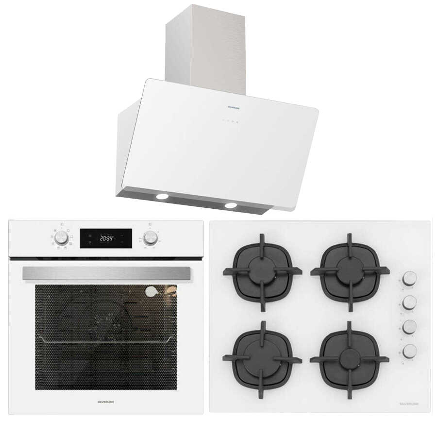 Silverline Beyaz Üçlü Ankastre Set ( BO6504W01 Fırın - CS5343W01 Ocak - 3457 Soho Davlumbaz )