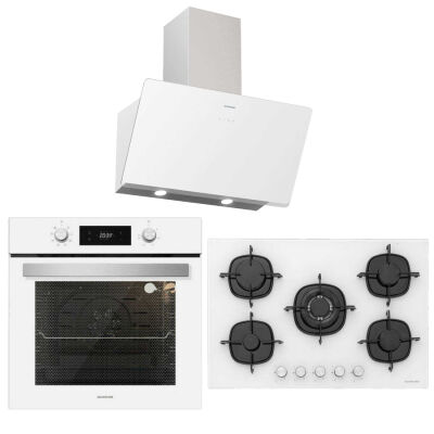 Silverline Beyaz Üçlü Ankastre Set ( BO6504W01 Fırın - CS5365W01 Ocak - 3457 Soho Davlumbaz ) - 1