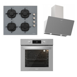 Silverline Gri Ankastre Set (BO6504S01 Fırın + CS5335S01 Ocak + Soho Gri 60 cm Davlumbaz) - Silverline