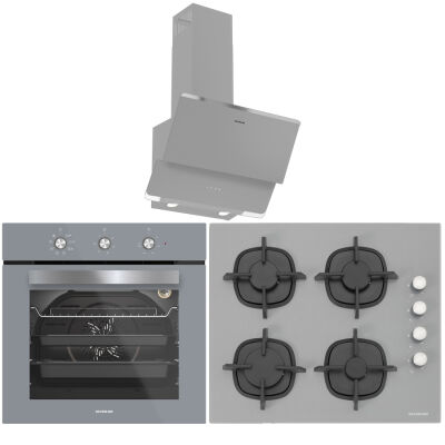 Silverline Gri Üçlü Ankastre Set ( BO6503S01 Fırın - CS5343S01 Ocak - 3490 Oslo Davlumbaz ) - 1