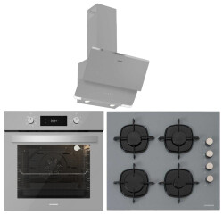 Silverline Gri Üçlü Ankastre Set ( BO6504S01 Fırın - CS5335S01 Ocak - 3490 Oslo Davlumbaz ) - Silverline