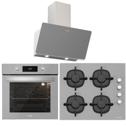 Silverline Gri Üçlü Ankastre Set ( BO6504S01 Fırın - CS5343S01 Ocak - 3457 Soho Davlumbaz ) - Silverline
