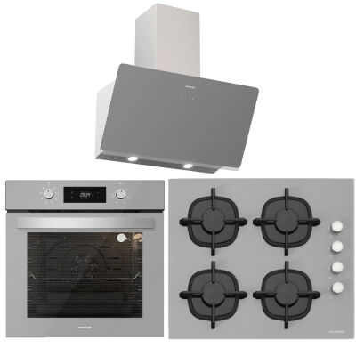 Silverline Gri Üçlü Ankastre Set ( BO6504S01 Fırın - CS5343S01 Ocak - 3457 Soho Davlumbaz ) - 1