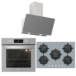 Silverline Gri Üçlü Ankastre Set ( BO6504S01 Fırın - CS5426S01 Ocak - 3457 Soho Davlumbaz ) - Silverline