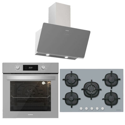 Silverline Gri Üçlü Ankastre Set ( BO6504S01 Fırın - CS5426S01 Ocak - 3457 Soho Davlumbaz ) - 1