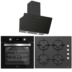 Silverline Siyah Üçlü Ankastre Set ( B06504B01 Fırın - CS5343B01 Ocak - 3457 Soho Davlumbaz ) - 1