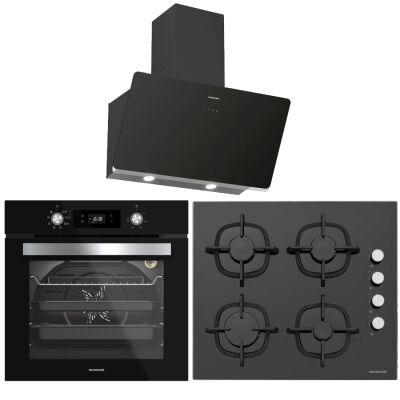 Silverline Siyah Üçlü Ankastre Set ( B06504B01 Fırın - CS5343B01 Ocak - 3457 Soho Davlumbaz ) - 1