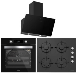 Silverline Siyah Üçlü Ankastre Set ( BO6504B01 Fırın - CS5335B01 Ocak - 3457 Soho Davlumbaz ) - Silverline