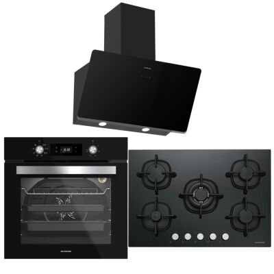 Silverline Siyah Üçlü Ankastre Set ( BO6504B01 Fırın - CS5426B01 Ocak - 3457 Soho Davlumbaz ) - 1