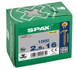 Spax Chipboard Screw 2.5X16 Yellow Coating (1Pack:1000 Pieces) - Spax