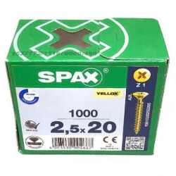 Spax Chipboard Screw 2.5X20 Galv Coating (1Pack:1000 Pieces) - Spax