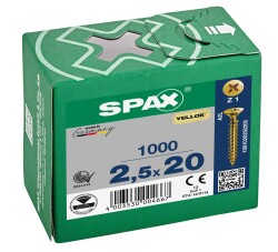 Spax Chipboard Screw 2.5X20 Yellow Coating (1Pack:1000 Pieces) - Spax