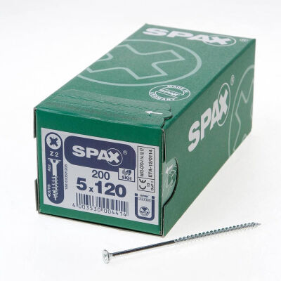 Spax Chipboard Screw 5.0X120 Galv Coating (1Pk:200 pcs) - 1