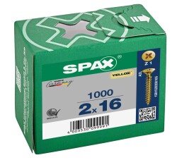 Spax Sunta Vidası 2.0x16 Sarı Kaplama 1Pk:1000 Adet - Spax