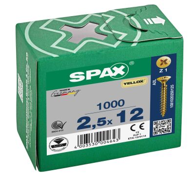 Spax Sunta Vidası 2.5x12 Sarı Kaplama 1Pk:1000 Adet - 1