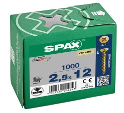 Spax Sunta Vidası 2.5x12 Sarı Kaplama 1Pk:1000 Adet - Spax