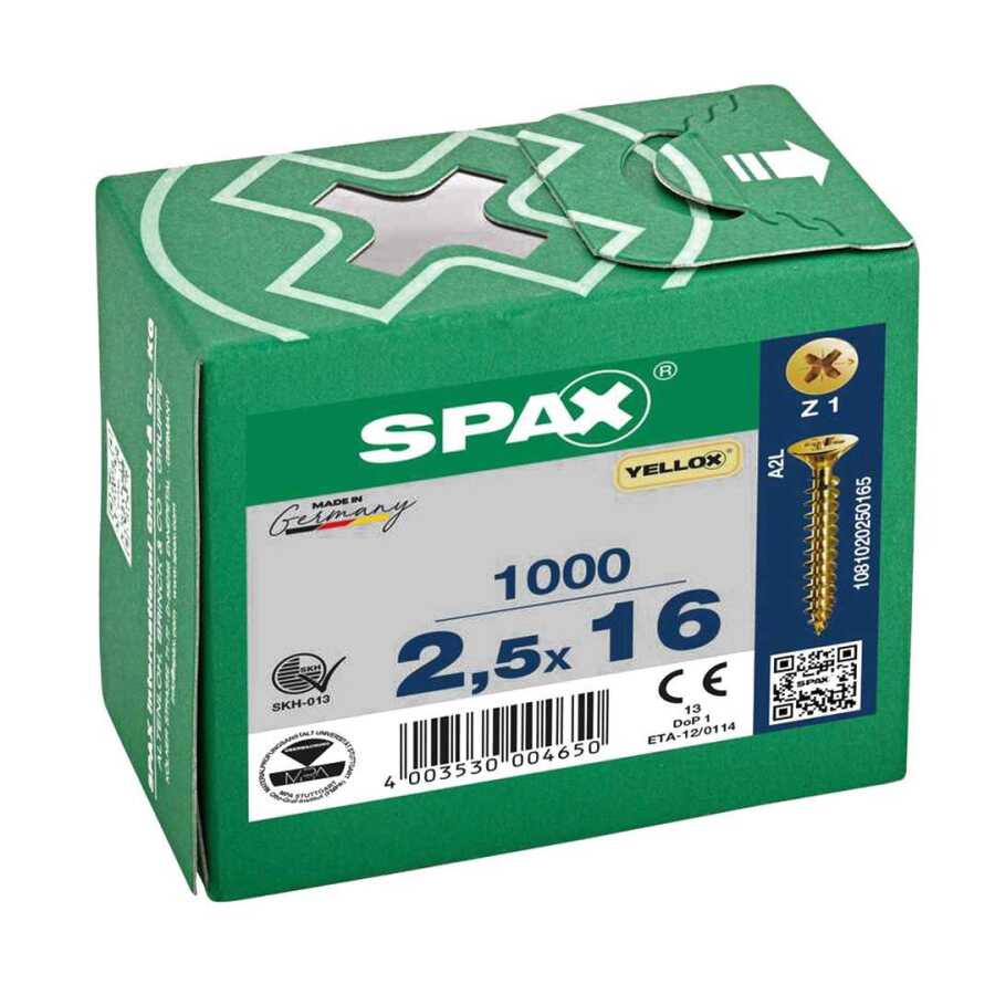 Spax Sunta Vidası 2.5x16 Galv Kaplama 1Pk:1000 Adet
