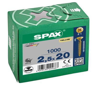 Spax Sunta Vidası 2.5x20 Sarı Kaplama 1Pk:1000 Adet - 1