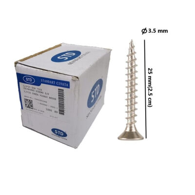 Standard Particleboard Screw 3.5x25 mm White - 1 Pack (1000 Pieces) - 1