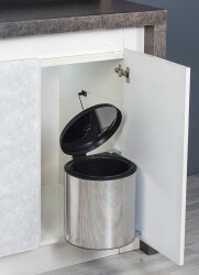 Starax 2251 Stainless Trash Can Chrome Cabinet 10 Lt - Starax