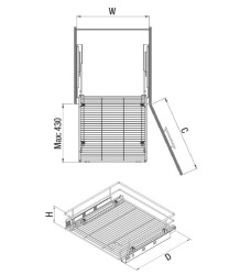 Starax 2331 Chrome Drawer Basket Tendem Rail - 2