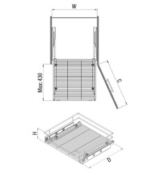 Starax 2335 Chrome Drawer Basket Tendem Rail - 2