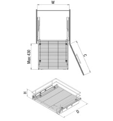 Starax 2336 Chrome Drawer Basket Tendem Rail - 2