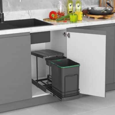 Starax 2391 Plastik Çöp Kovası Teleskopik Antrasit 16+1Lt - 2