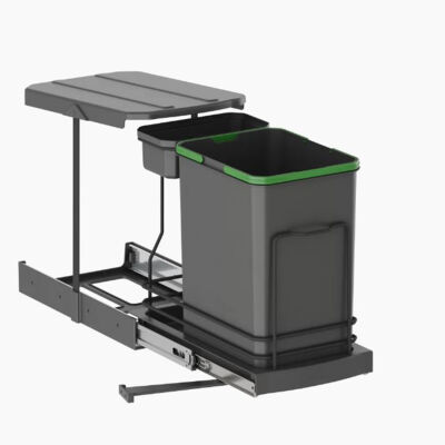 Starax 2391 Plastik Çöp Kovası Teleskopik Antrasit 16+1Lt - 1