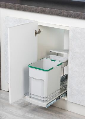 Starax 2391 Plastik Gövde Çöp Kovası Teleskopik Gri 16+1Lt - 1