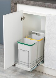 Starax 2392 Plastik Gövde Çöp Kovası Teleskopik Gri 12+12Lt - Starax
