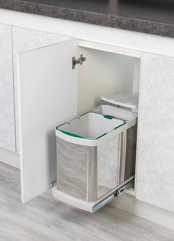 Starax 2395 Paslanmaz Çöp Kova Teleskopik Gri 16+1Lt