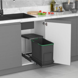 Starax 2571 Teleskopik Raylı Çöp Kovası 24 Lt Antrasit - Starax