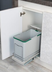 Starax 2571 Grey Telescopic Rail Trash Can Plastic Body - Starax