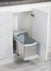 Starax 2574 Gray Telescopic Rail Trash Can Stainless Body - Starax