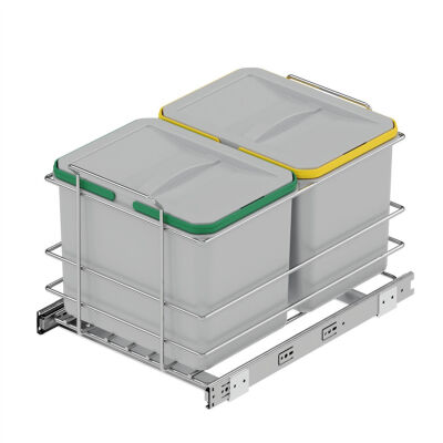 Starax 2578 Gray Telescopic Rail Trash Can 12+12Lt - 1