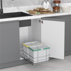 Starax 2578 Gray Telescopic Rail Trash Can 12+12Lt - 2